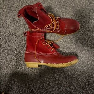 L.L. Bean Red and Tan Winter Boots